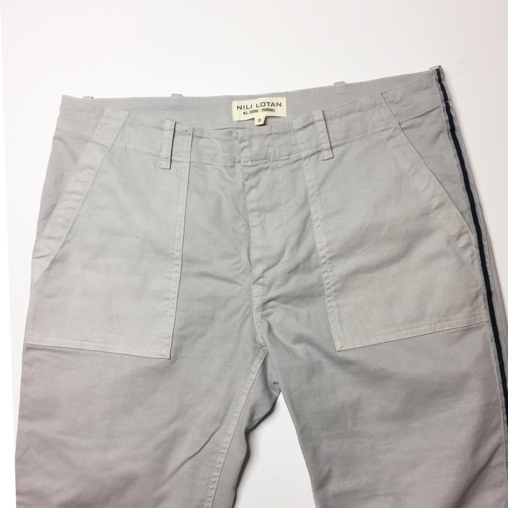 Nili Lotan Gray Jenna chinos navy tape ankle 8 - Picture 2 of 3